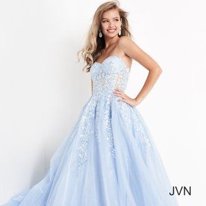 Strapless Embroidered Cinderella Ballgown
